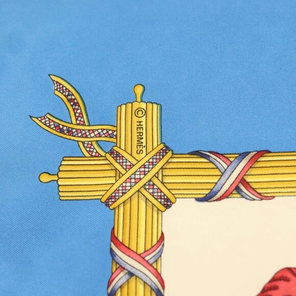 HERMES Carre 90 ""LIBERTE EGALITE FRATERNITE REPUBLIQUE FRANCAISE"" Auth - Picture 13 of 16